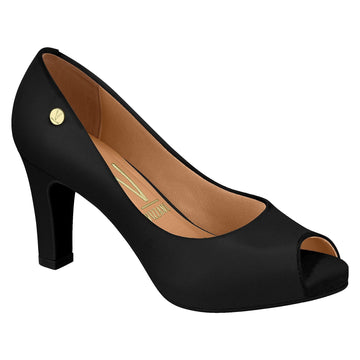 Vizzano 1840-300 Mid Heel Peeptoe Pump in Black Napa
